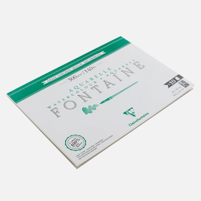 Bloc hartie 100% bumbac, cold pressed, texturata, acuarela, pictura, desen, caligrafie, 10 foi, 26 x 36 cm, 300 g, Fontaine [2]