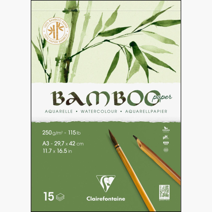 Bloc hartie acuarela si mix media, 100% bumbac, 250g, 20 file, watercolour Bamboo - Clairefontaine [2]