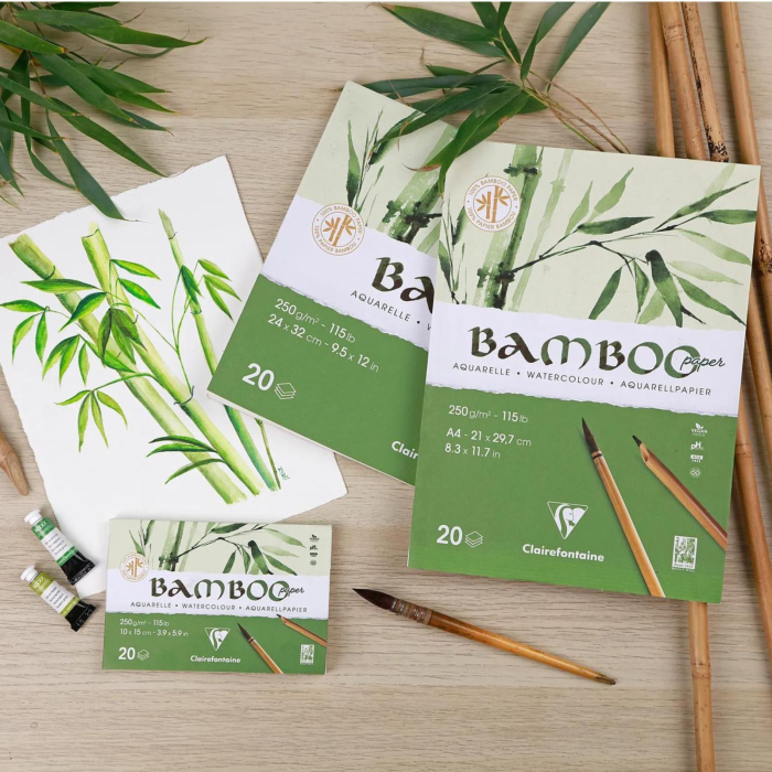 Bloc hartie acuarela si mix media, 100% bumbac, 250g, 20 file, watercolour Bamboo - Clairefontaine [5]