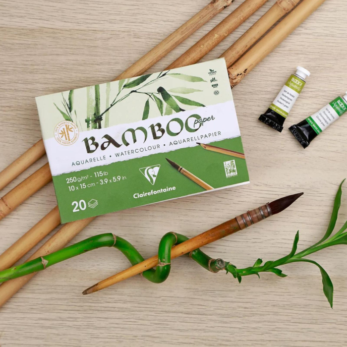 Bloc hartie acuarela si mix media, 100% bumbac, 250g, 20 file, watercolour Bamboo - Clairefontaine [6]