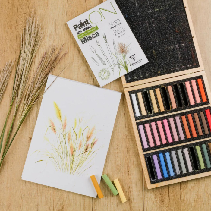 Bloc hartie Misca cu fibre naturale de iarba, mix media, multi technique, 15 foi, 250 g, A4-A3, Paint On - Clairefontaine [6]