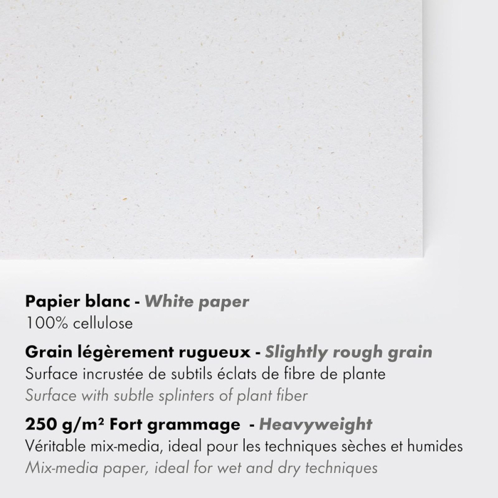 Bloc hartie Misca cu fibre naturale de iarba, mix media, multi technique, 15 foi, 250 g, A4-A3, Paint On - Clairefontaine [4]