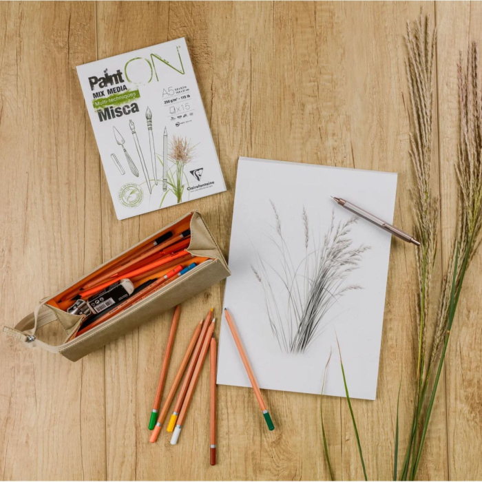 Bloc hartie Misca cu fibre naturale de iarba, mix media, multi technique, 15 foi, 250 g, A4-A3, Paint On - Clairefontaine [7]