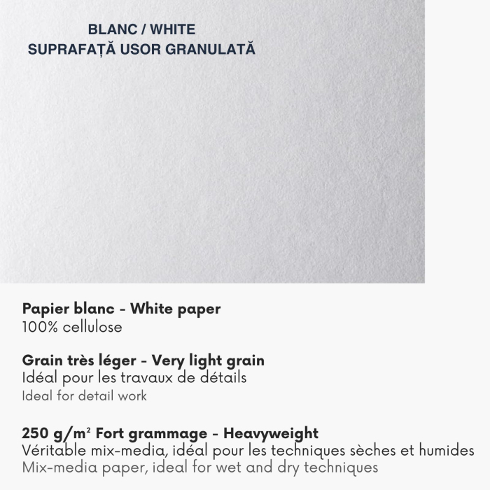 Bloc hartie mix media, multi technique, 4 tipuri hartie alba x 3 foi, 250 g, A4-A3, Paint On - Clairefontaine [4]