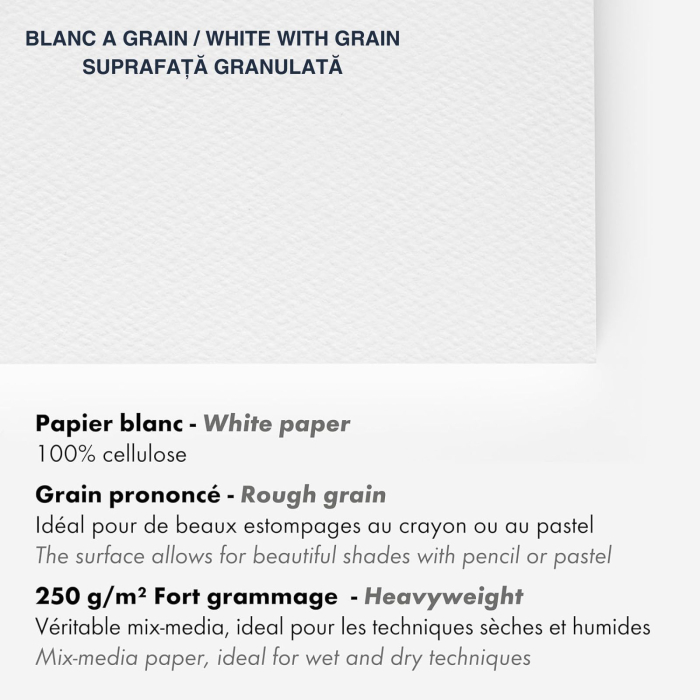 Bloc hartie mix media, multi technique, 4 tipuri hartie alba x 3 foi, 250 g, A4-A3, Paint On - Clairefontaine [5]