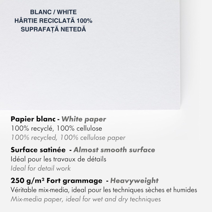 Bloc hartie mix media, multi technique, 4 tipuri hartie alba x 3 foi, 250 g, A4-A3, Paint On - Clairefontaine [6]