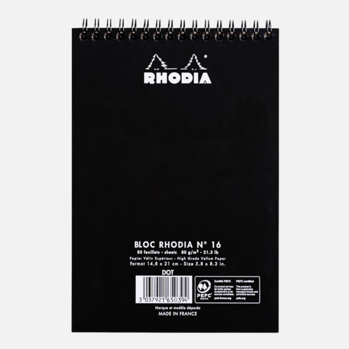 Blocnotes Rhodia Classic pentru birou, 80 file, A5, negru - liniatura punctata [3]