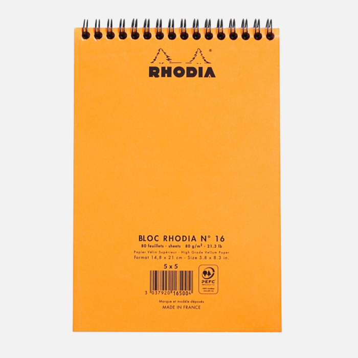 Blocnotes Rhodia Classic pentru birou, 80 file, A5, orange - liniatura matematica [3]