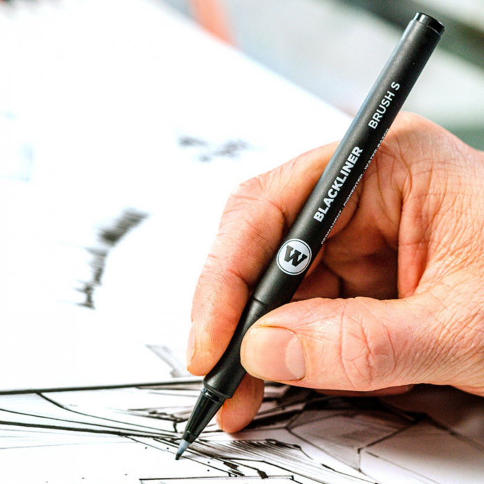 Brush pen, varf pensula, blackliner brush S negru - Molotow [2]
