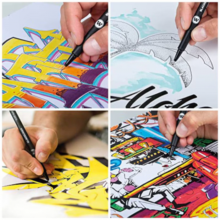 Brush pen, varf pensula, blackliner brush S negru - Molotow [4]