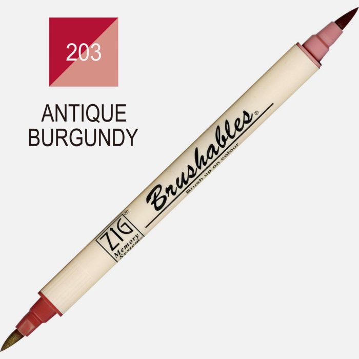 Brush pen Kuretake ZIG Brushables, 2 culori in 1 - Antique Burgundy [2]
