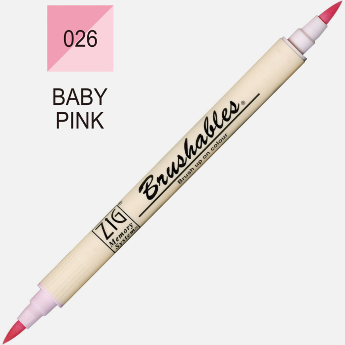 Brush pen Kuretake ZIG Brushables, 2 culori in 1 - Baby Pink [2]