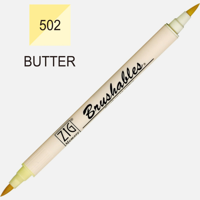 Brush pen Kuretake ZIG Brushables, 2 culori in 1 - Butter [2]