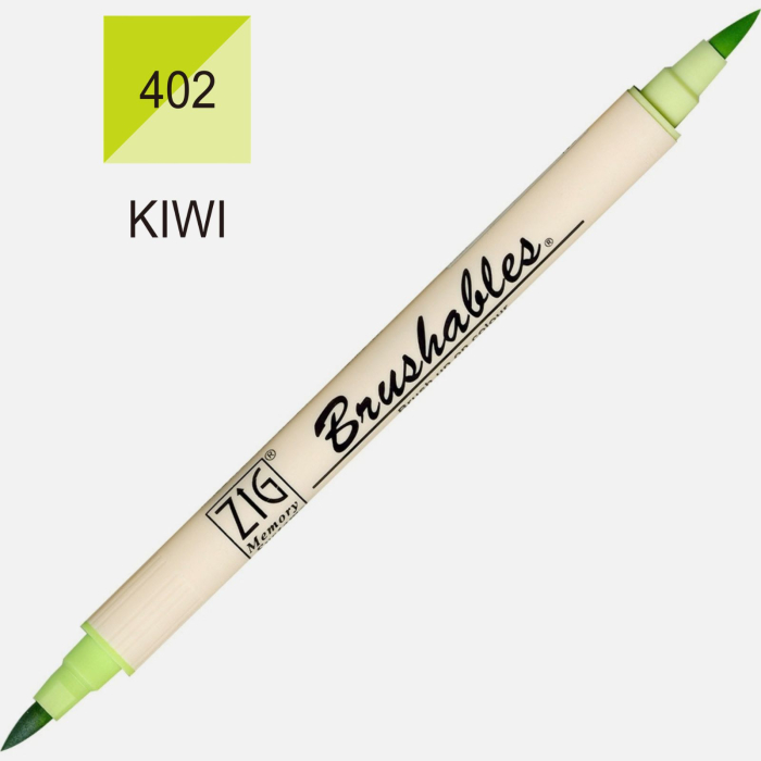 Brush pen Kuretake ZIG Brushables, 2 culori in 1 - Kiwi [2]