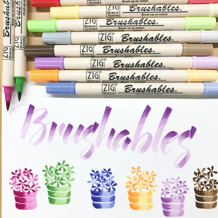 Brush pen Kuretake ZIG Brushables, 2 culori in 1 - Lunar Lavender [6]
