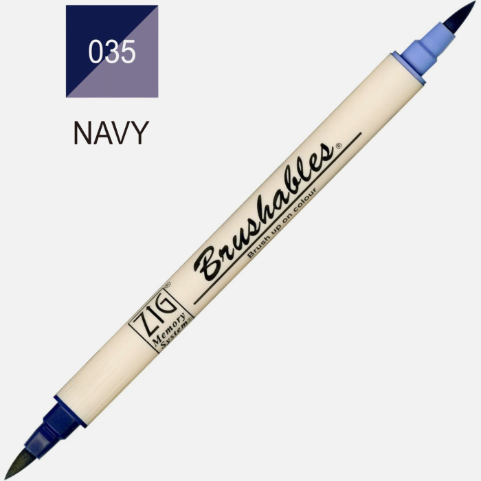 Brush pen Kuretake ZIG Brushables, 2 culori in 1 - Navy [2]