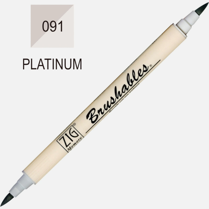 Brush pen Kuretake ZIG Brushables, 2 culori in 1 - Platinum [2]