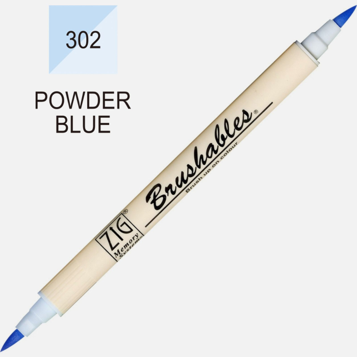 Brush pen Kuretake ZIG Brushables, 2 culori in 1 - Powder Blue [2]
