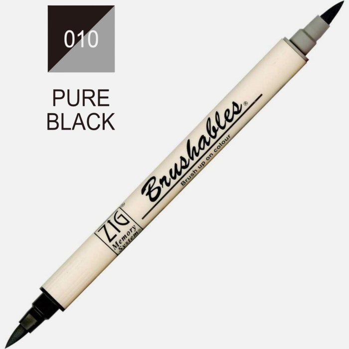 Brush pen Kuretake ZIG Brushables, 2 culori in 1 - Pure black [2]