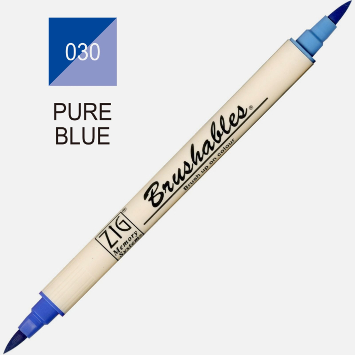 Brush pen Kuretake ZIG Brushables, 2 culori in 1 - Pure blue [2]