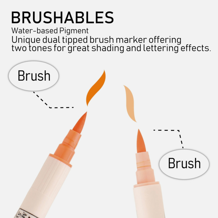 Brush pen Kuretake ZIG Brushables, 2 culori in 1 - Pure Orange [4]