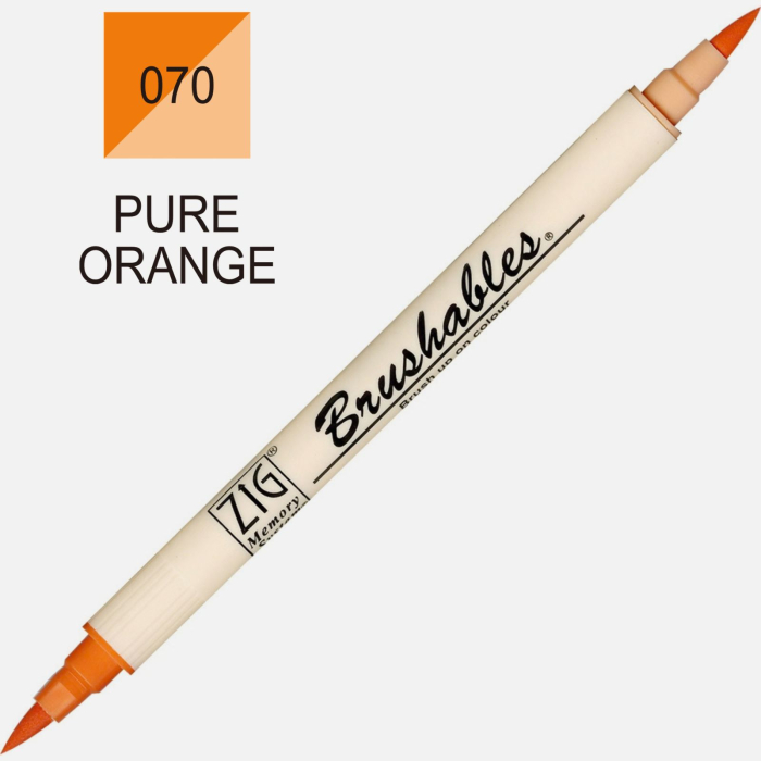 Brush pen Kuretake ZIG Brushables, 2 culori in 1 - Pure Orange [2]