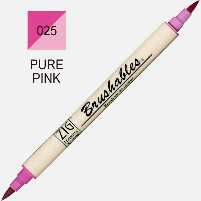 Brush pen Kuretake ZIG Brushables, 2 culori in 1 - Pure Pink [2]