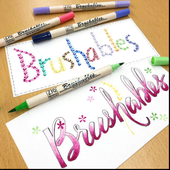 Brush pen Kuretake ZIG Brushables, 2 culori in 1 - Pure Red [7]
