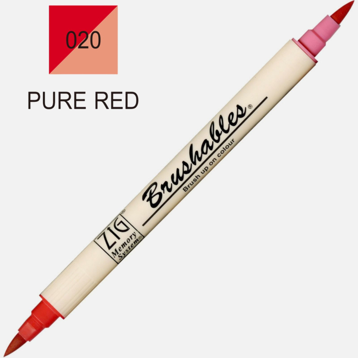 Brush pen Kuretake ZIG Brushables, 2 culori in 1 - Pure Red [2]