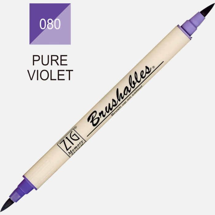 Brush pen Kuretake ZIG Brushables, 2 culori in 1 - Pure Violet [2]