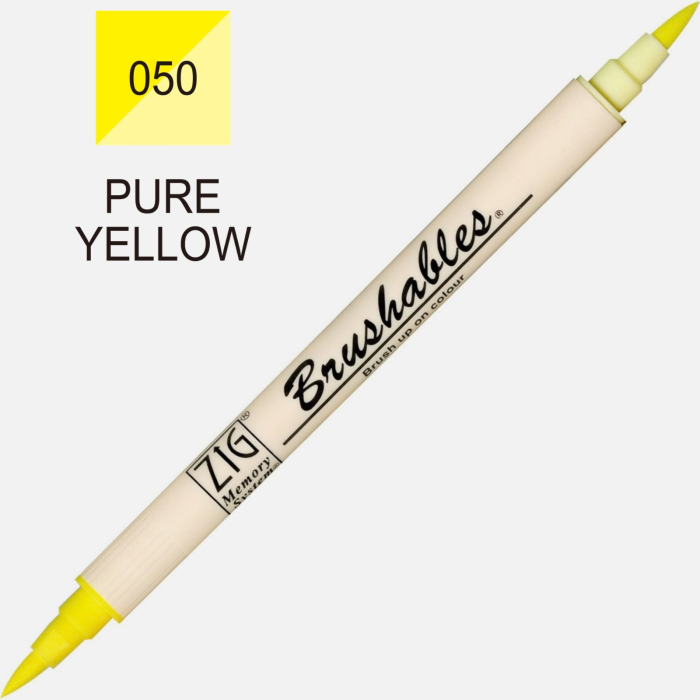 Brush pen Kuretake ZIG Brushables, 2 culori in 1 - Pure Yellow [2]