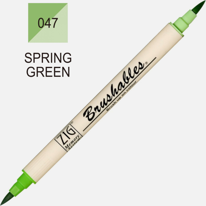 Brush pen Kuretake ZIG Brushables, 2 culori in 1 - Spring Green [2]