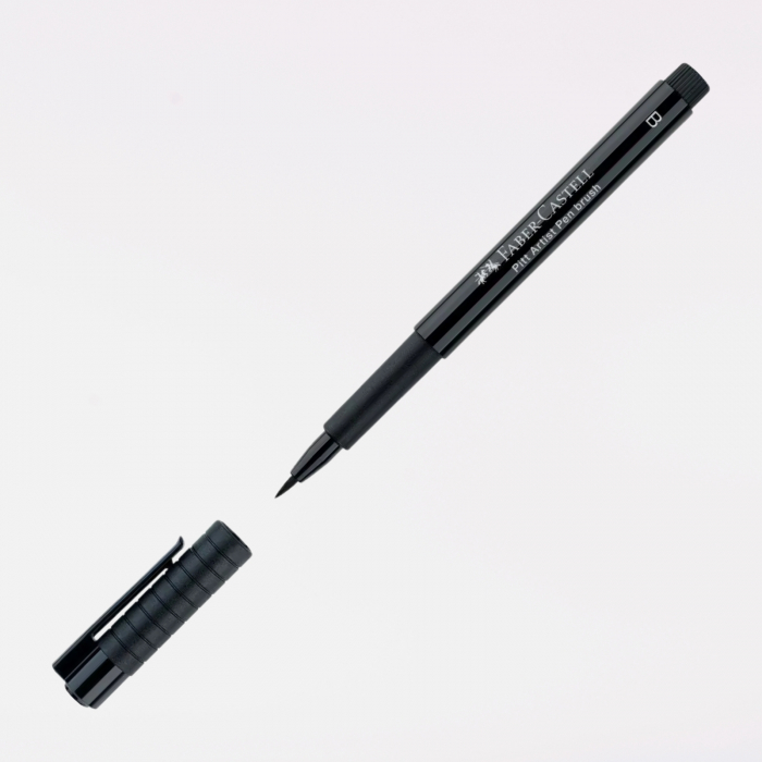 Brush pen, marker negru cu varf pensula, Pitt – Faber Castell [2]