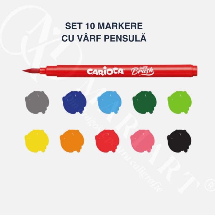 Carioci cu varf tip pensula, brush pens pentru desen si caligrafie, lavabile, Carioca Super Brush [3]