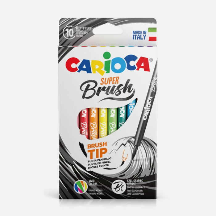 Carioci cu varf tip pensula, brush pens pentru desen si caligrafie, lavabile, Carioca Super Brush [2]