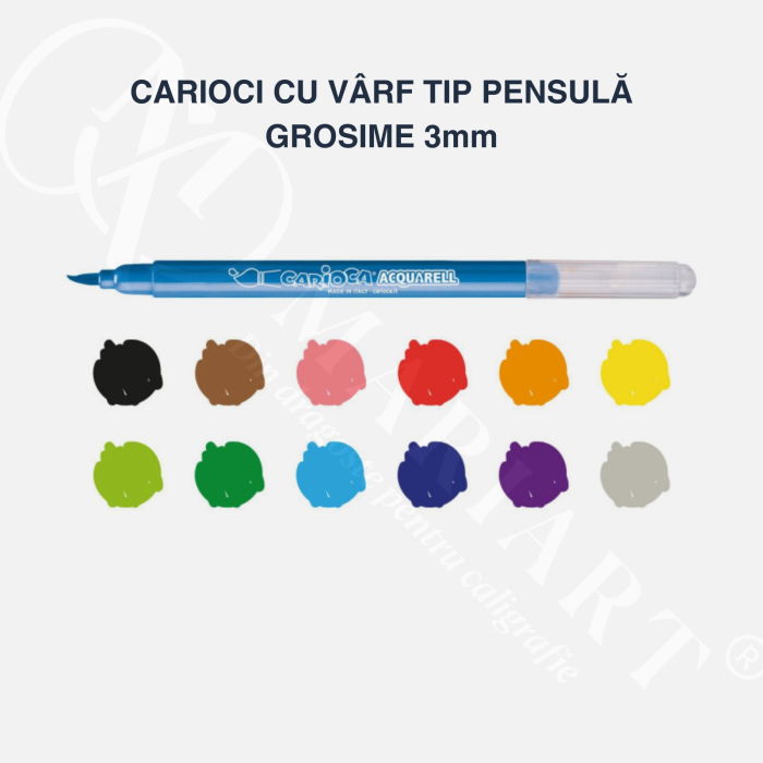 Carioci cu varf tip pensula, set 12 culori Aquarell Carioca pentru desen și pictura [3]