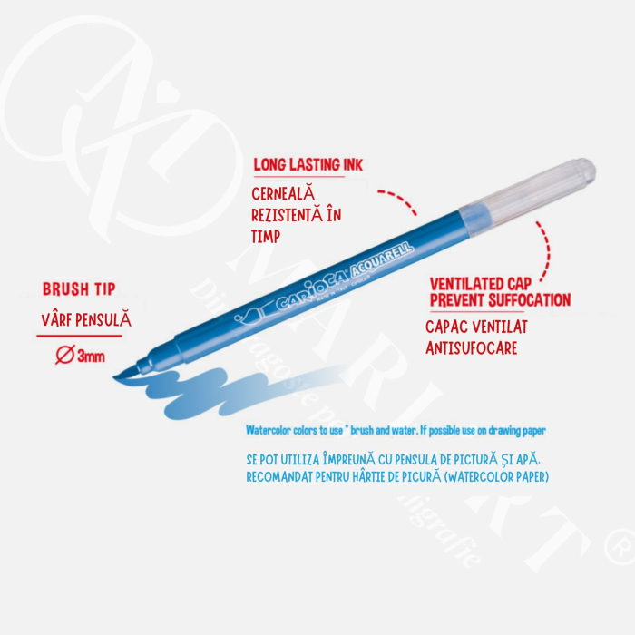 Carioci cu varf tip pensula, set 12 culori Aquarell Carioca pentru desen și pictura [2]