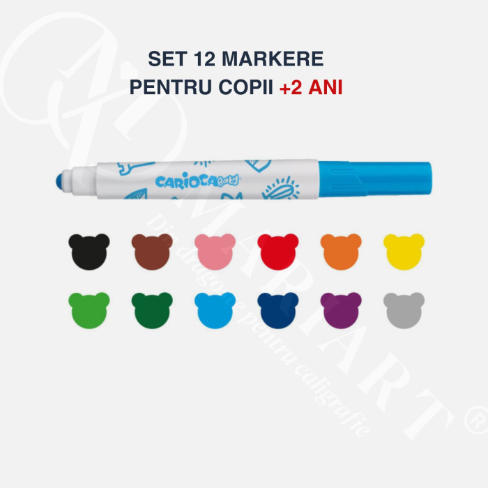 Carioci lavabile copii 2+ ani, usor de curatat, ideale pentru desen si dezvoltare creativa, Carioca Baby [2]