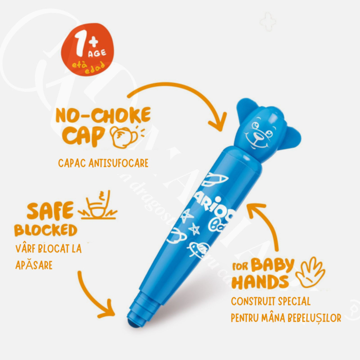 Carioci lavabile pentru copii 1 an, non-toxice, usor de curatat de pe piele si haine, Carioca Baby [3]