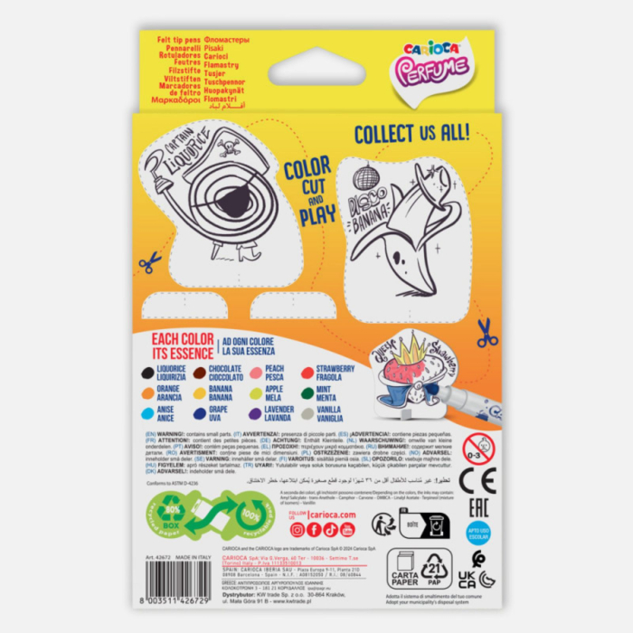 Carioci parfumate Carioca Perfume 12 culori lavabile cu arome fructate, carioci senzoriale pentru copii [5]
