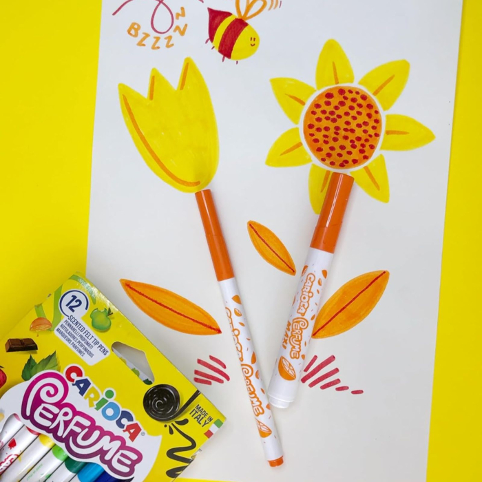 Carioci parfumate Carioca Perfume 12 culori lavabile cu arome fructate, carioci senzoriale pentru copii [4]