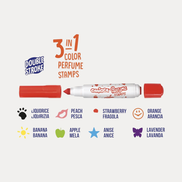 Carioci parfumate Carioca Perfume 8 culori + stampile, carioci senzoriale pentru copii, lavabile [2]