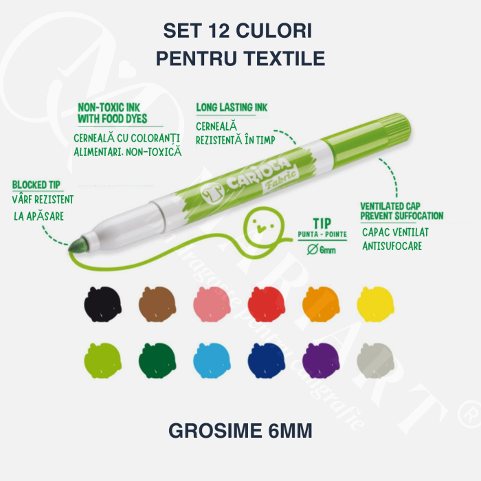 Carioci textile permanente pentru personalizat haine, rezistente la spalare, Carioca Fabric [3]