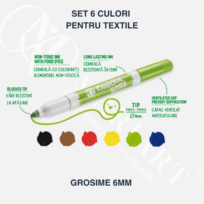 Carioci textile permanente pentru personalizat haine, rezistente la spalare, Carioca Fabric [4]