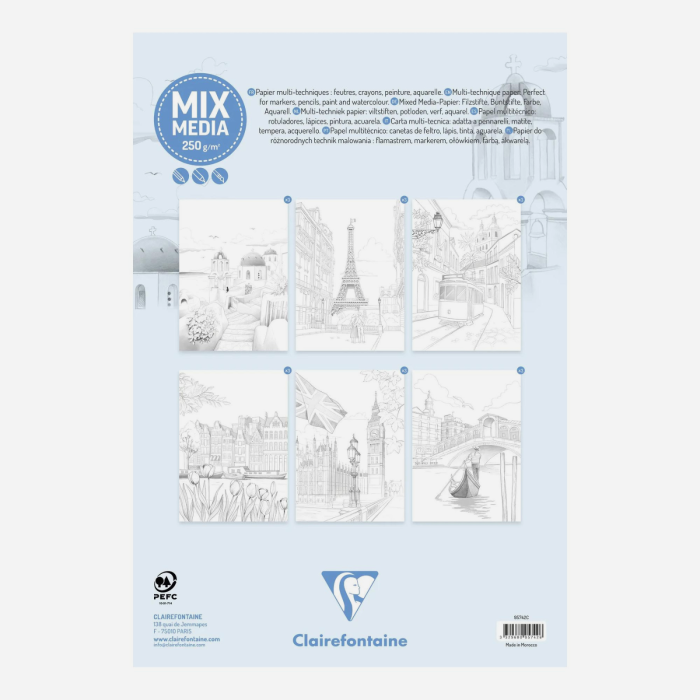 Carte de colorat orase turistice, multi-techniques, Clairefontaine, A4, 250g [3]
