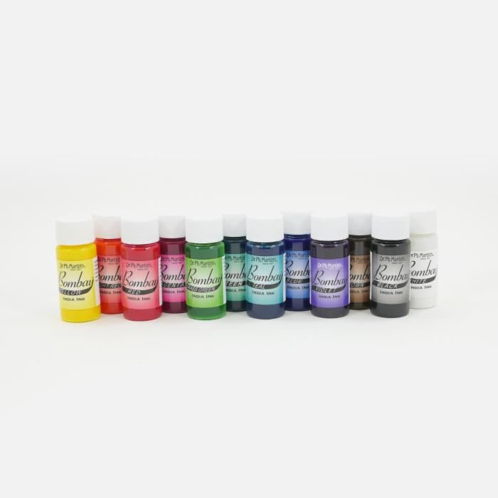 Set 12 culori cerneala colorata caligrafie si pictura, 15 ml, waterproof, set 1 Bombay India Ink -  Dr. Ph. Martin’s [3]