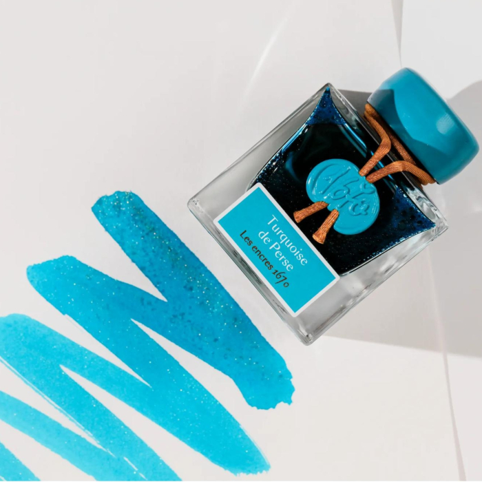 Cerneala sidefata stilou, Jacques Herbin 1670 - Turquoise de Perse, 50 ml, Editie aniversara [4]