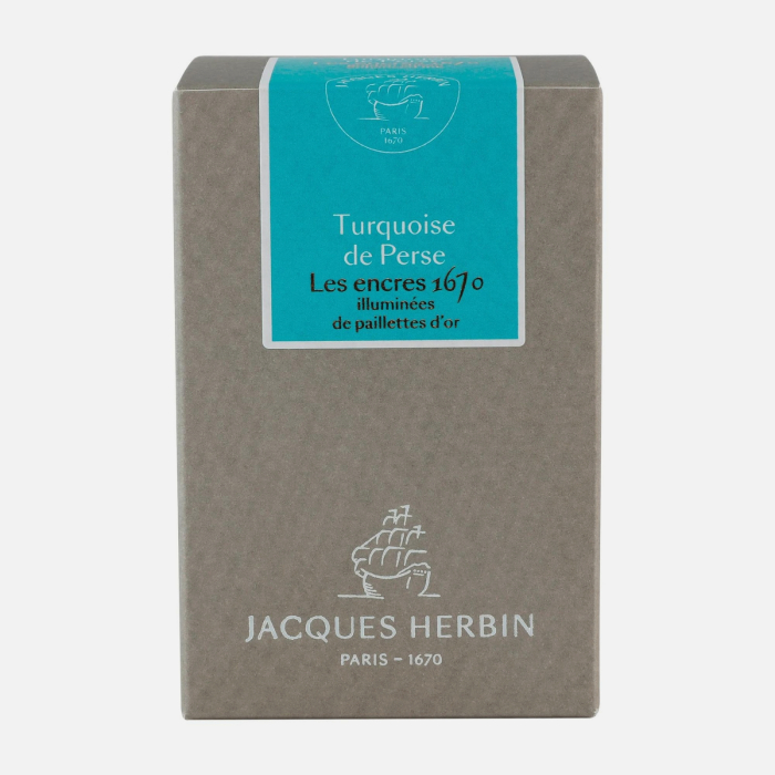 Cerneala sidefata stilou, Jacques Herbin 1670 - Turquoise de Perse, 50 ml, Editie aniversara [3]