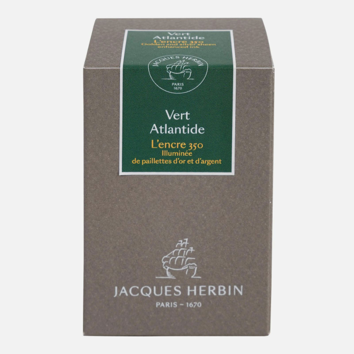 Cerneala sidefata stilou, Jacques Herbin 350  - Vert Atlantide, 50 ml, Editie aniversara [3]