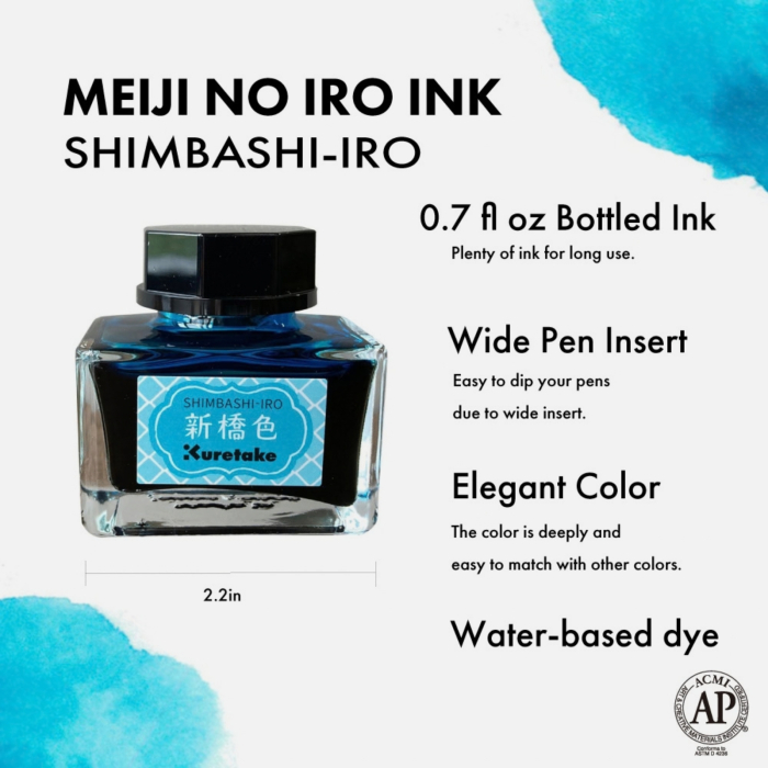 Cerneala turcoaz pentru stilou Kuretake Ink-Café Meiji No Iro, Shimbashi, 20 g [3]